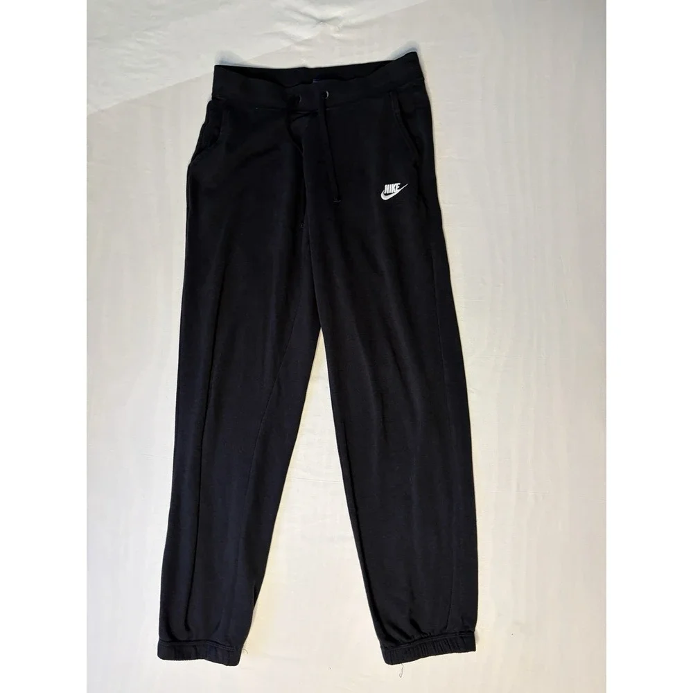 Nike Fleece Joggers Pants Women's Size Small Black Tapered Pockets 803660-010